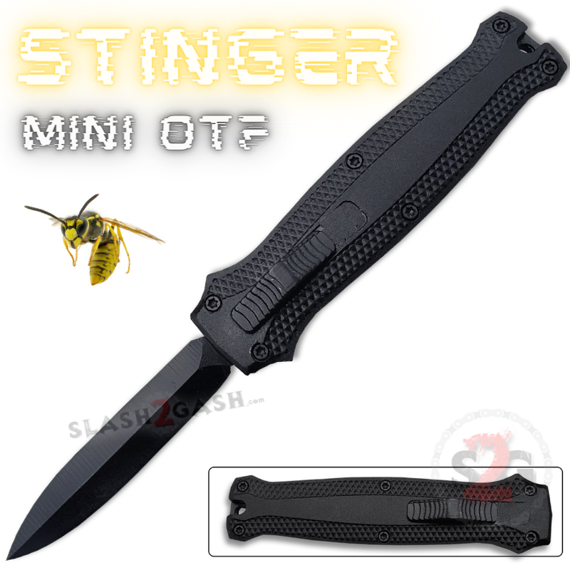 Stinger Mini OTF Knife Small CNC Switchblade Dagger - Asst. colors Black Knife-OTF - Tophatter Daily Deals