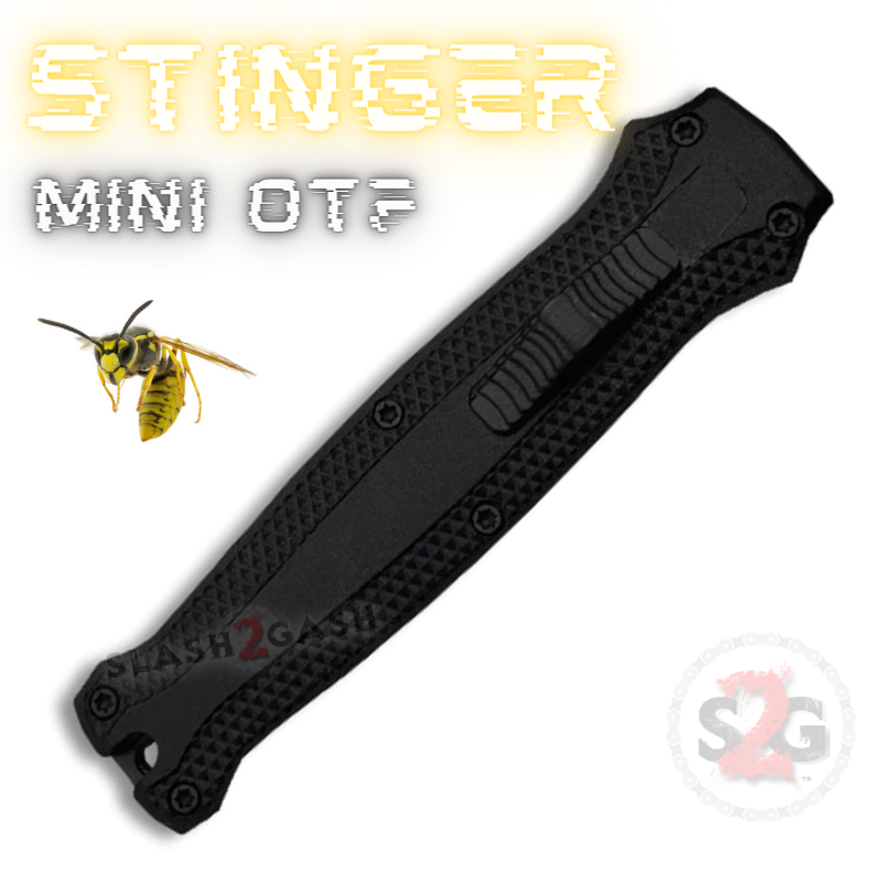 Stinger Mini OTF Knife Small CNC Switchblade Dagger - Black Knife-OTF - Tophatter Daily Deals