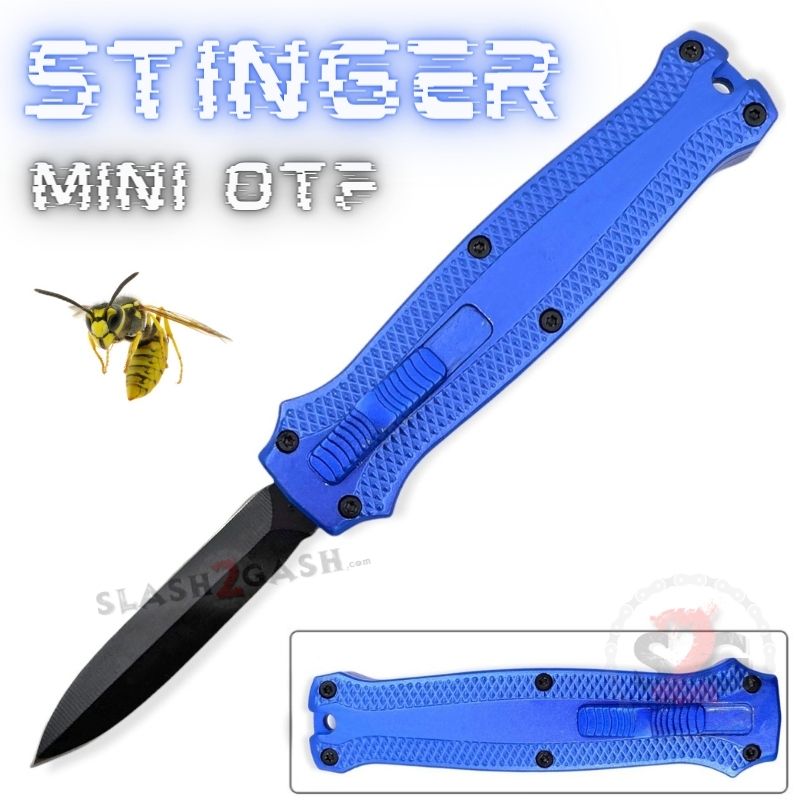 Stinger Mini OTF Knife Small CNC Switchblade Dagger - Asst. colors Blue Knife-OTF - Tophatter Daily Deals