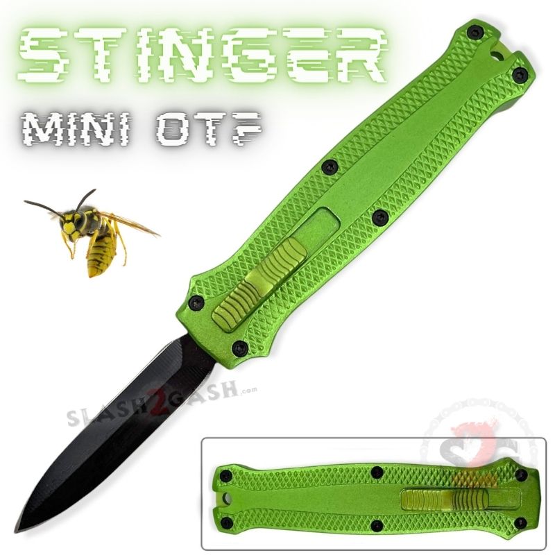 Stinger Mini OTF Knife Small CNC Switchblade Dagger - Asst. colors Lime Green Knife-OTF - Tophatter Daily Deals