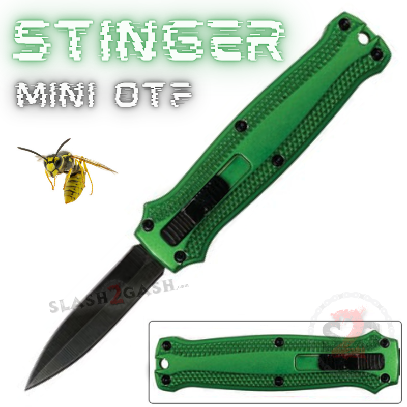 Stinger Mini OTF Knife Small CNC Switchblade Dagger - Forest Green Forest Green Knife-OTF - Tophatter Daily Deals