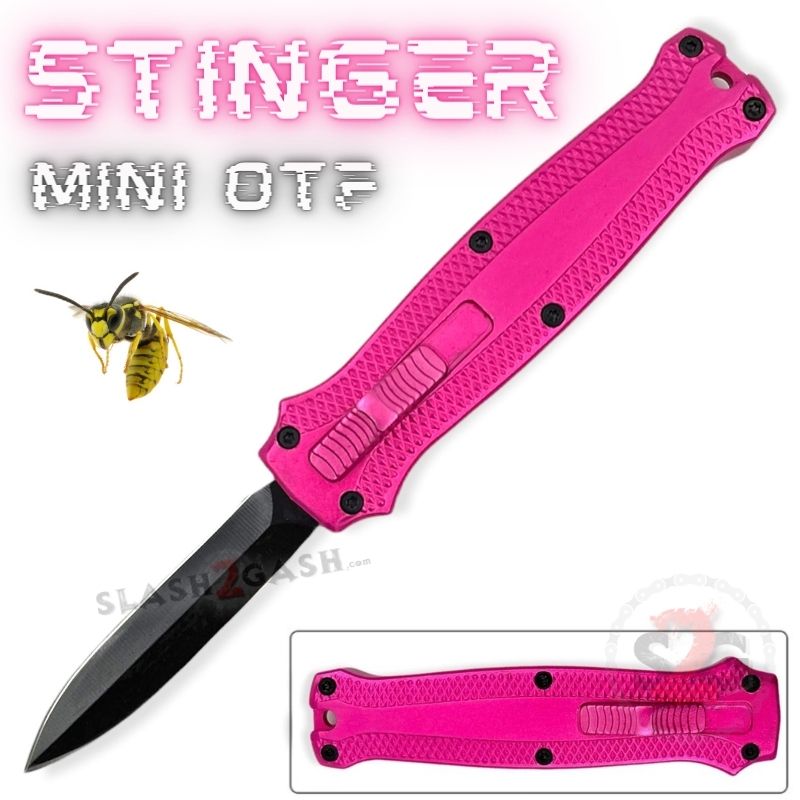 Stinger Mini OTF Knife Small CNC Switchblade Dagger - Asst. colors Hot Pink Knife-OTF - Tophatter Daily Deals