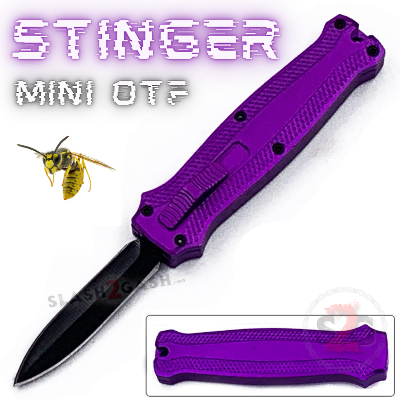 Stinger Mini OTF Knife Small CNC Switchblade Dagger - Purple Knife-OTF - Tophatter Daily Deals