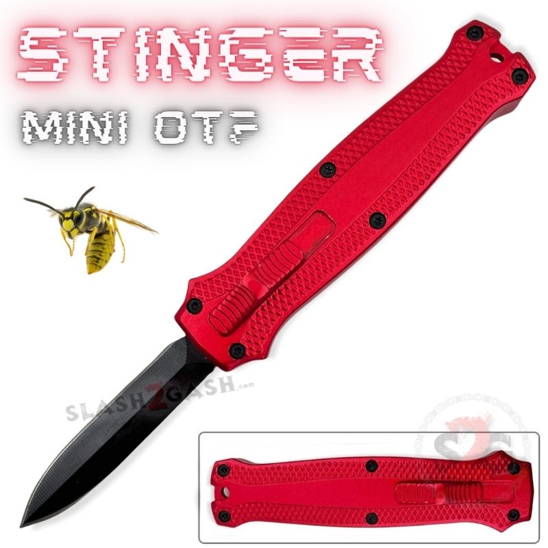 Stinger Mini OTF Knife Small CNC Switchblade Dagger - Red Red Knife-OTF - Tophatter Daily Deals