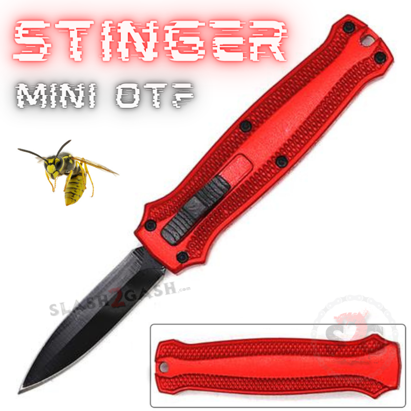 Stinger Mini OTF Knife Small CNC Switchblade Dagger - Red Rose Rose Red Knife-OTF - Tophatter Daily Deals