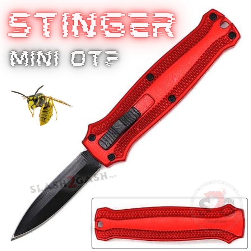 Stinger Mini OTF Knife Small CNC Switchblade Dagger - Asst. colors Rose Red Knife-OTF - Tophatter Daily Deals