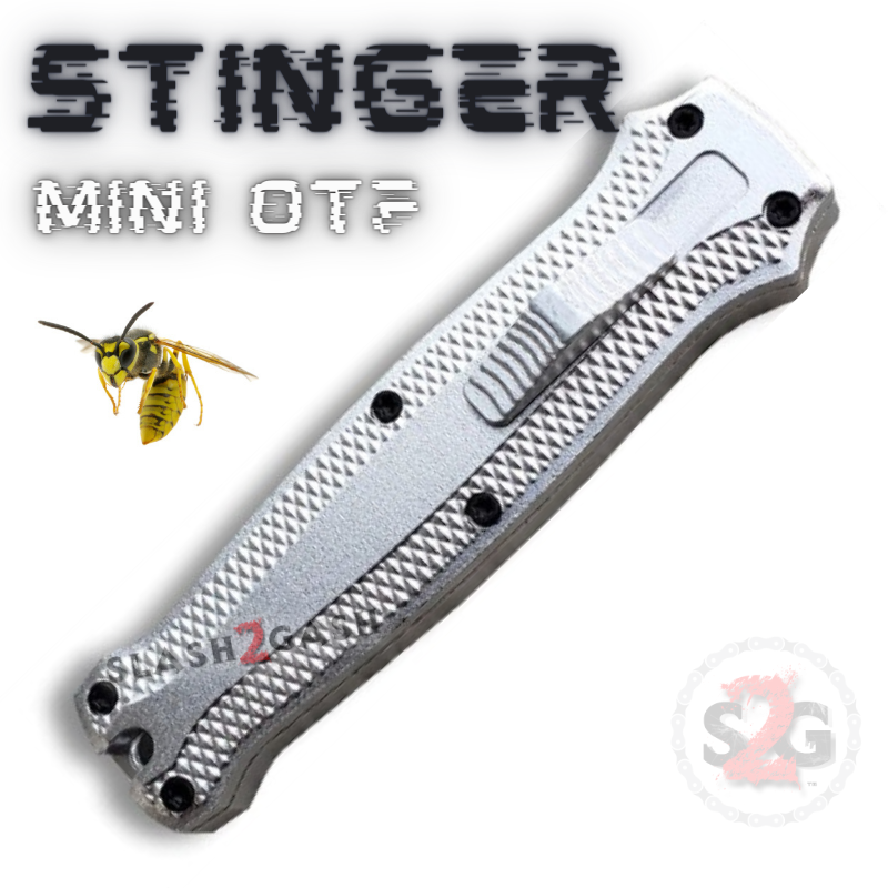 Stinger Mini OTF Knife Small CNC Switchblade Dagger - Silver Knife-OTF - Tophatter Daily Deals