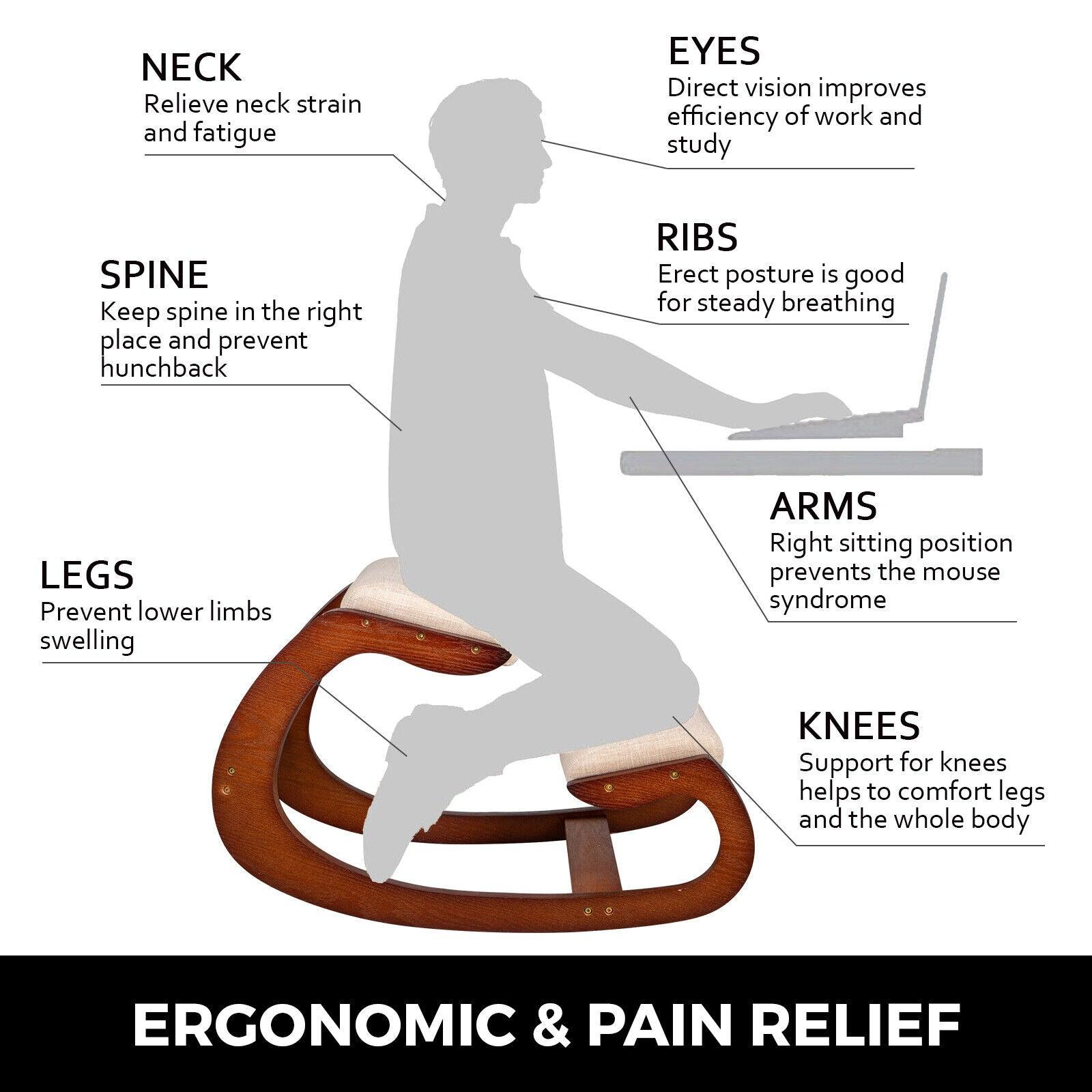 Best Kneeling Chair - Ergonomic Kneeling Chair Velvet Office Chairs Home Rocking Posture Stool Wood Exercise & Fitness - Tophatter Daily Deals