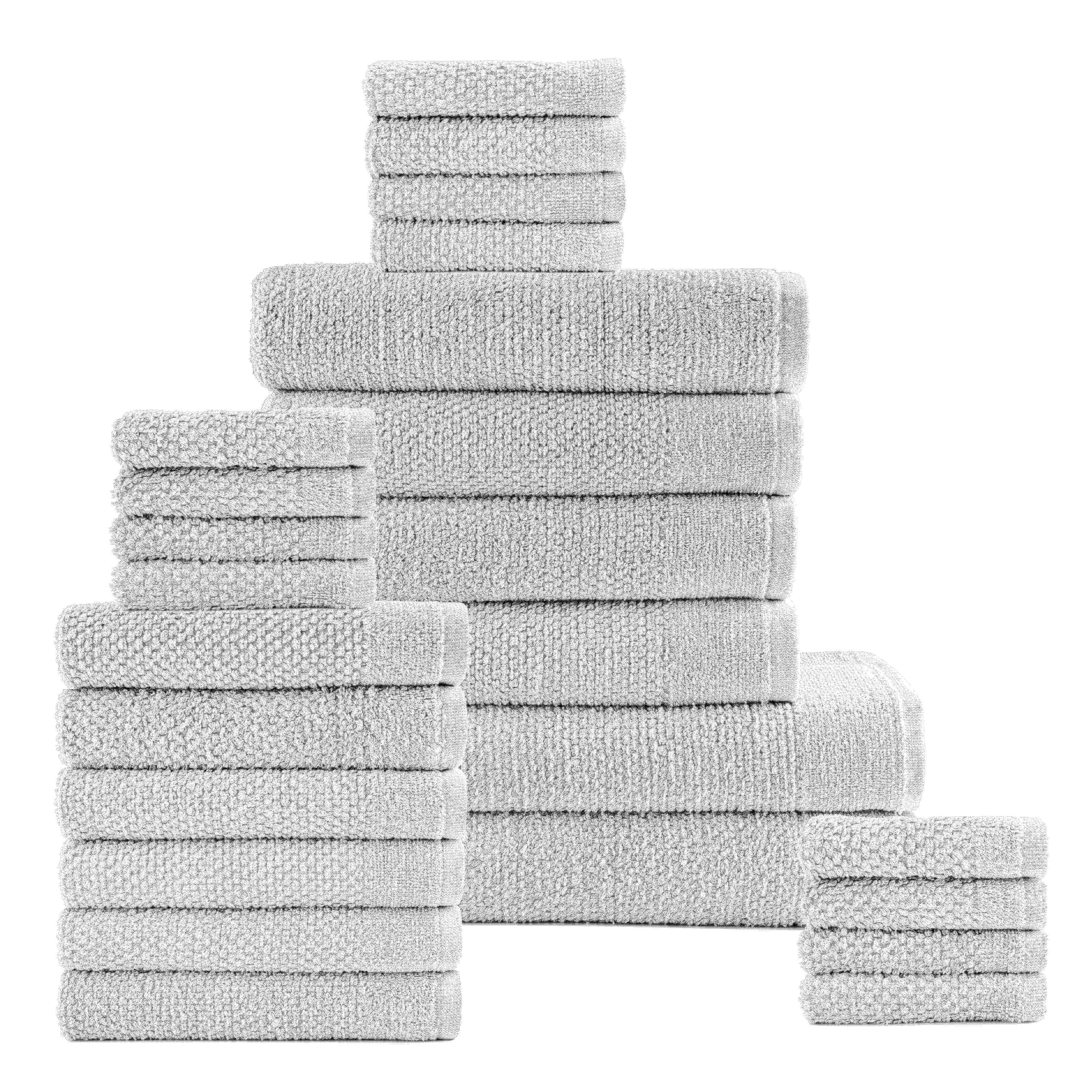 Dan River 24 Piece Popcorn Cotton Bath Towel Set Stone Gray Bath Towel - Tophatter Daily Deals