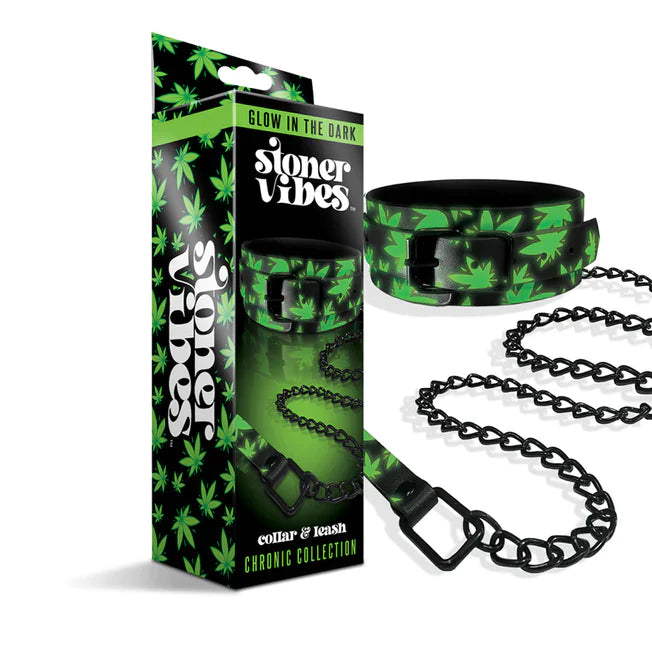 Stoner Vibes Glow in the Dark Collar & Leash - Tophatter Daily Deals