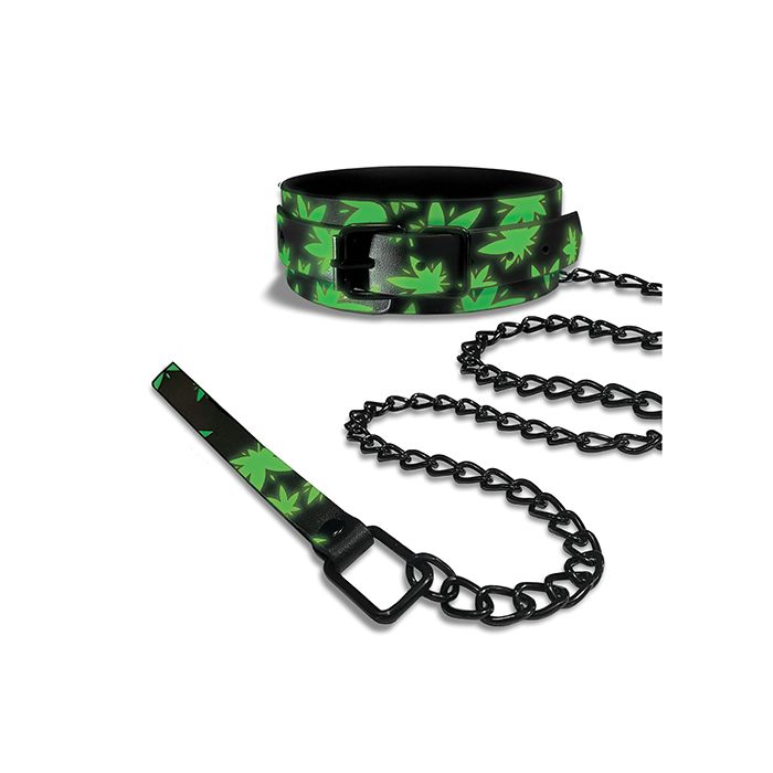 Stoner Vibes Glow in the Dark Collar & Leash - Tophatter Daily Deals