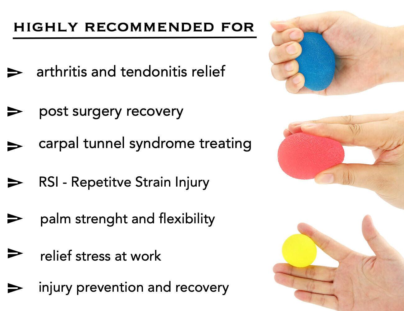 Best Stress Balls for Anxiety - Stress Relief Hand Exerciser SET OF 3 Resistance for Arthritis Recovery Therapy Exercise & Fitness - Tophatter Daily Deals