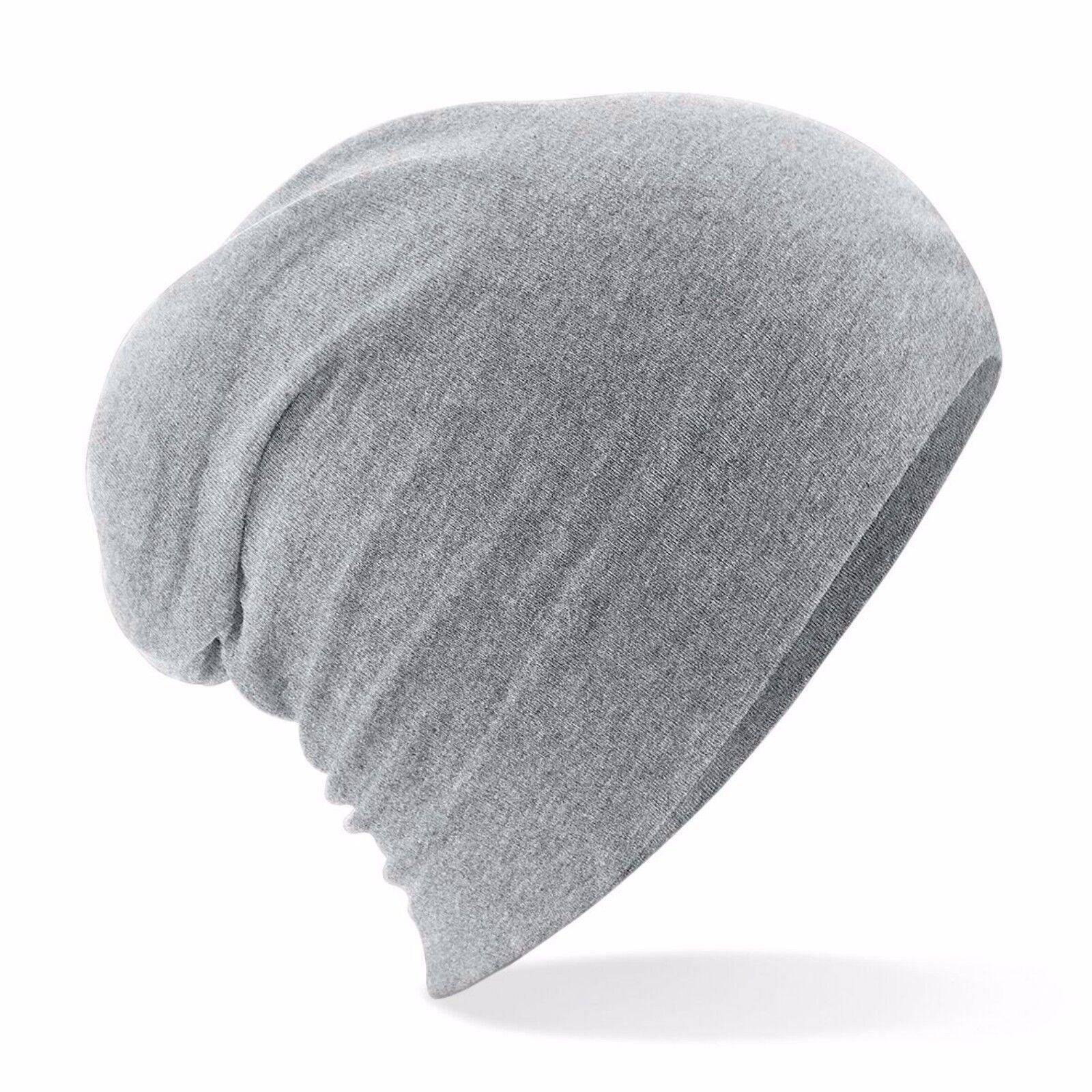 Slouchy Beanie Hats UK - Jersey Stretch Beanie Hat Soft Thin Warm Cotton Skull Cap Grey Personal Care - Tophatter Daily Deals