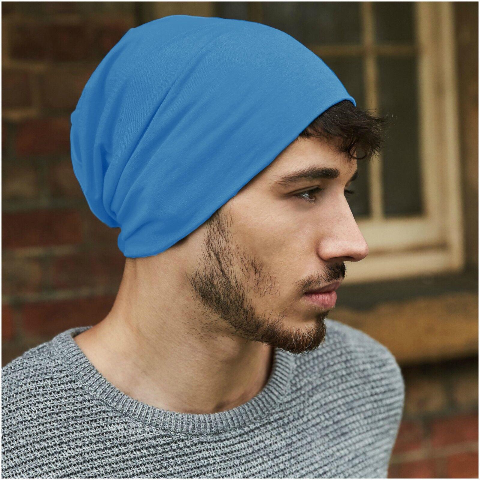 Slouchy Beanie Hats UK - Jersey Stretch Beanie Hat Soft Thin Warm Cotton Skull Cap Personal Care - Tophatter Daily Deals