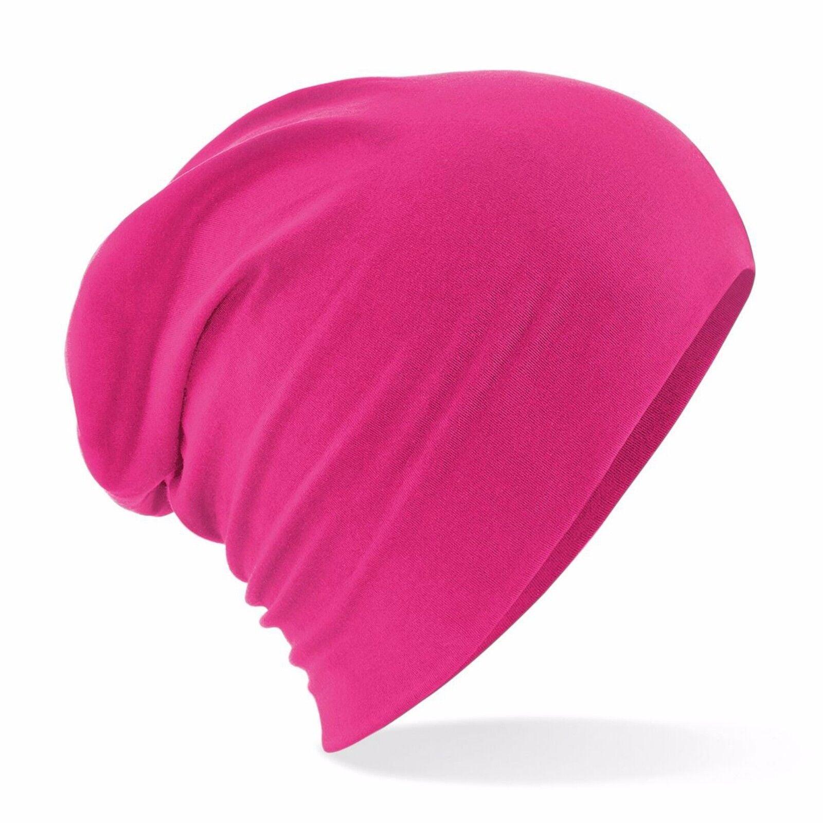 Slouchy Beanie Hats UK - Jersey Stretch Beanie Hat Soft Thin Warm Cotton Skull Cap Pink Personal Care - Tophatter Daily Deals