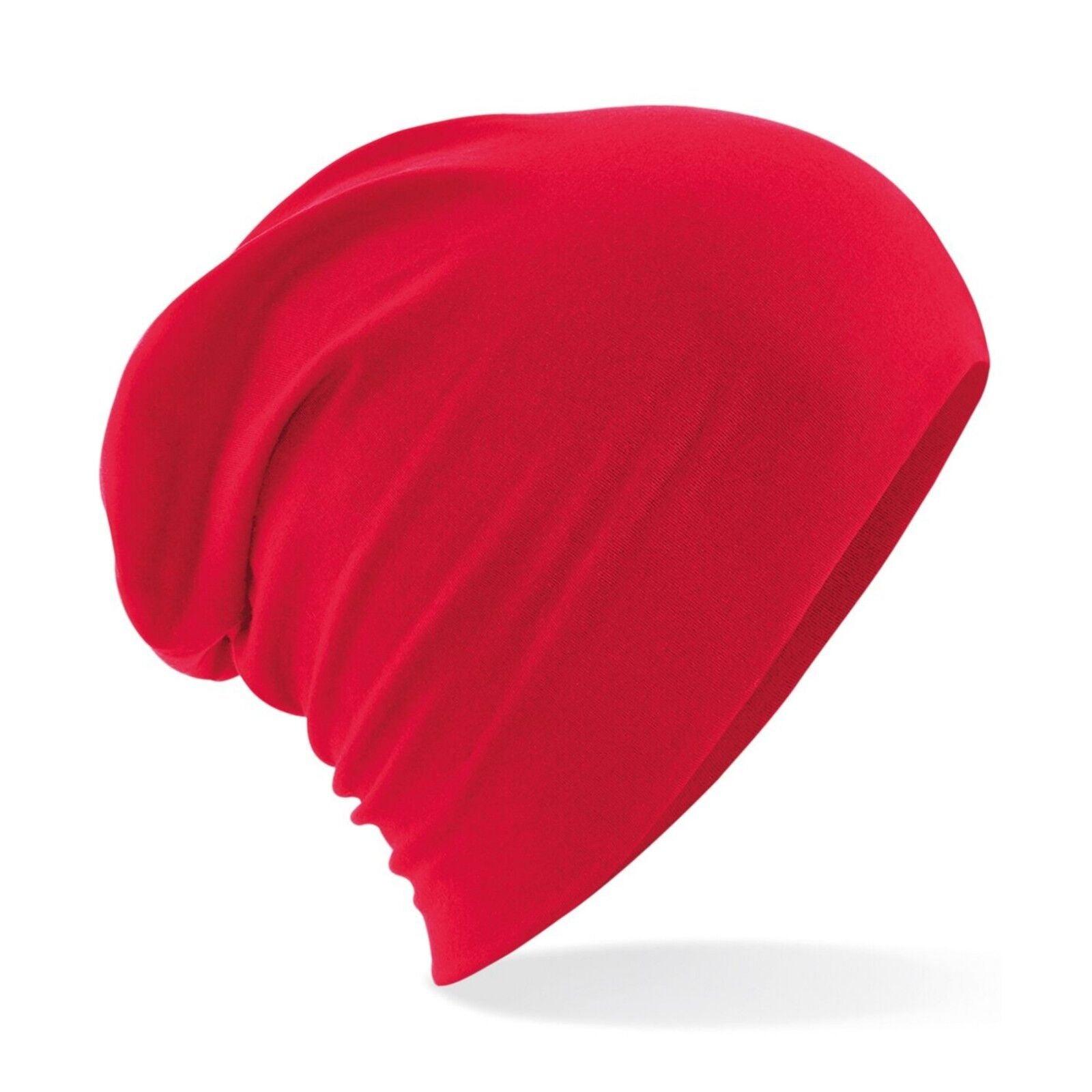 Slouchy Beanie Hats UK - Jersey Stretch Beanie Hat Soft Thin Warm Cotton Skull Cap Red Personal Care - Tophatter Daily Deals