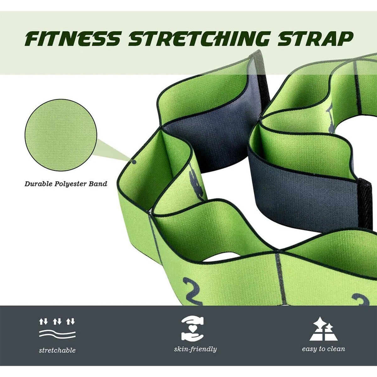 Looped Exercise Bands - Best Looped Resistance Bands, Stretching Strap with 10 Loops Yoga Stretch Strap Washable Elastic Leg Exercise Yoga Product - Tophatter Daily Deals