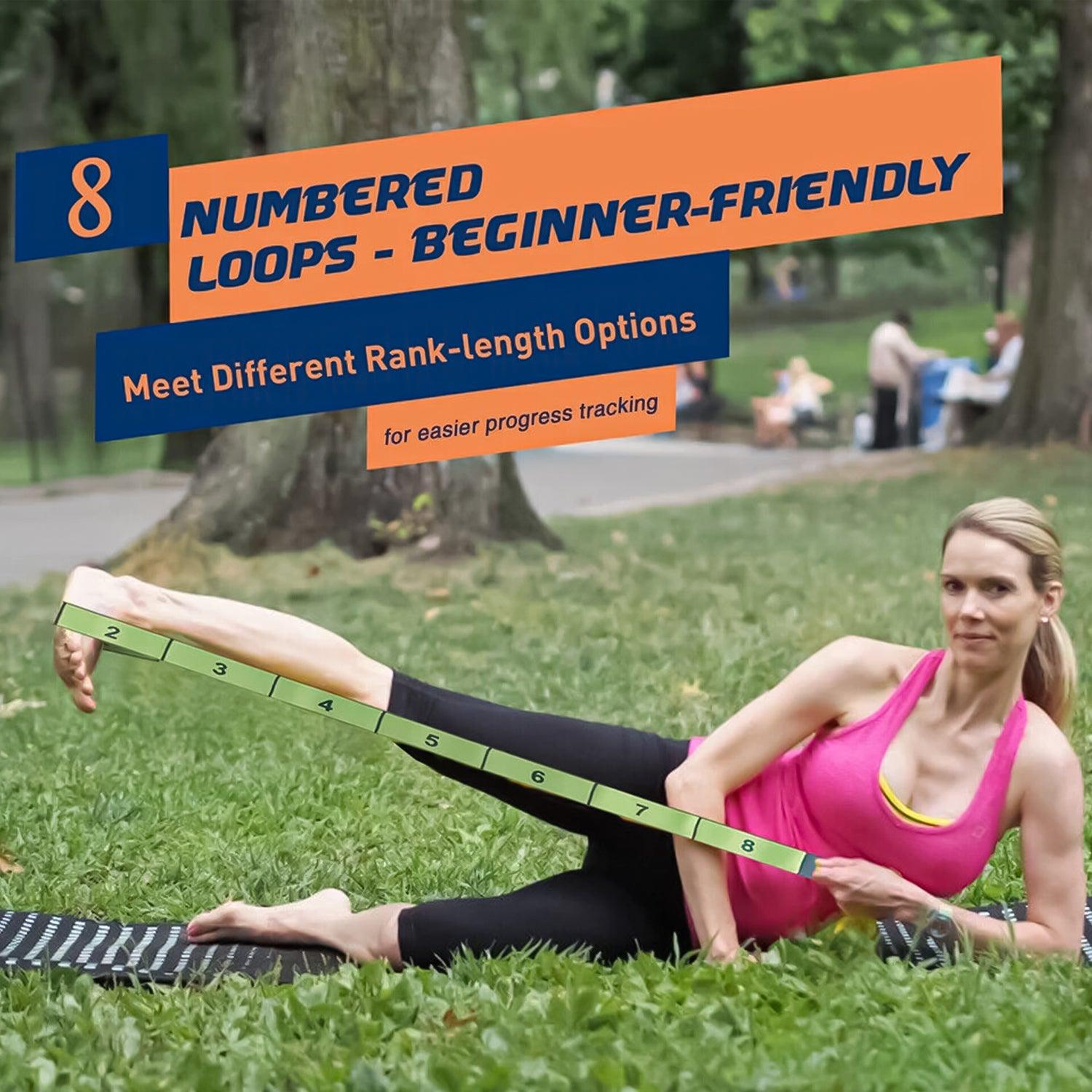 Looped Exercise Bands - Best Looped Resistance Bands, Stretching Strap with 10 Loops Yoga Stretch Strap Washable Elastic Leg Exercise Yoga Product - Tophatter Daily Deals