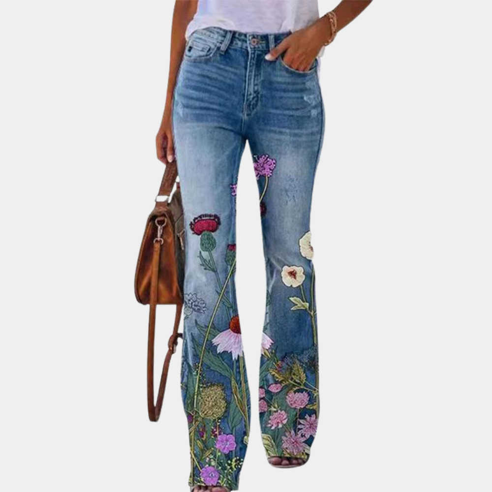 Stretchy women’s flared jeans – button details, comfortable denim, for casual or formal occasions Style B Flared jeans - Tophatter Daily Deals