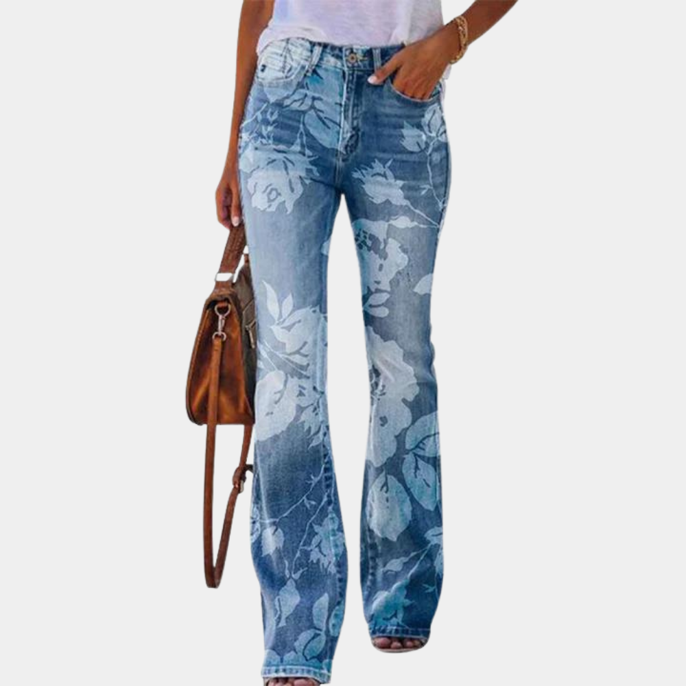 Stretchy women’s flared jeans – button details, comfortable denim, for casual or formal occasions Style D Flared jeans - Tophatter Daily Deals