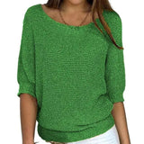 Lightweight Relaxed Women’s Knit Sweater - Batwing, Cotton Green - Tophatter Daily Deals