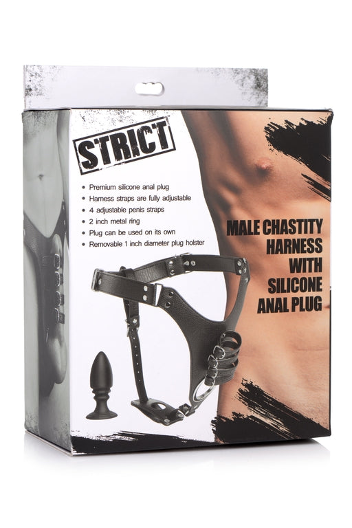Strict Male Chastity Harness with Silicone Anal Plug > Dildos > Strap On Harnesses - Tophatter Daily Deals