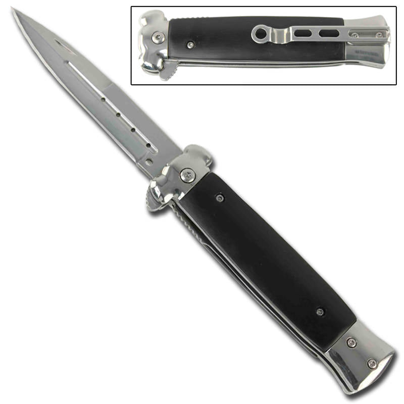 Striker Spring Assisted Knife Black Bayonet Stiletto Style Collectible Weapons - Tophatter Daily Deals