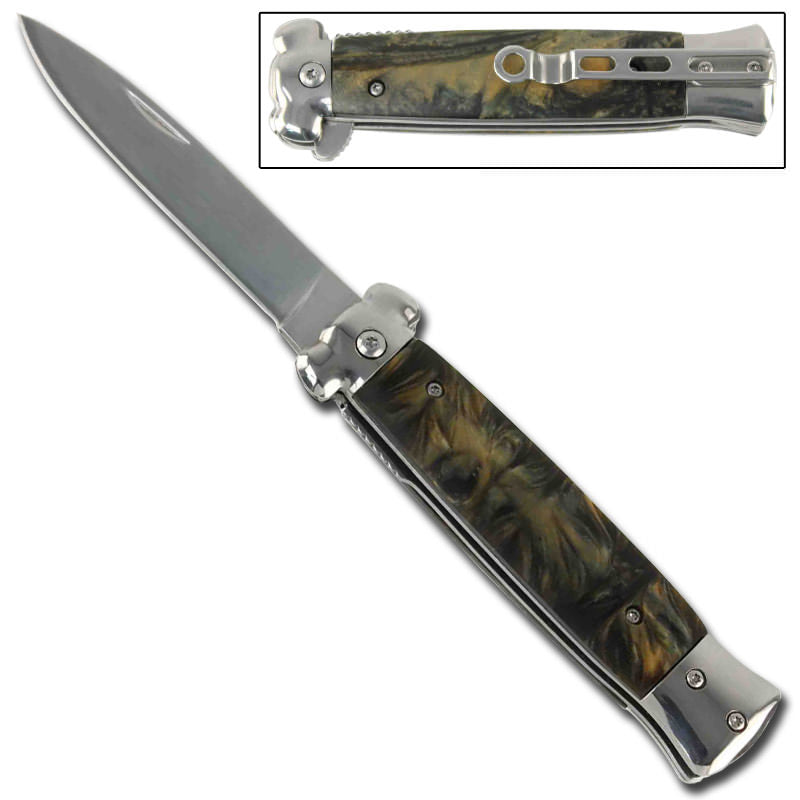 Striker Spring Assist Knife Rain Forest Amber - TOPHATTER'S ARMORY DEALS Collectible Weapons - Tophatter Daily Deals