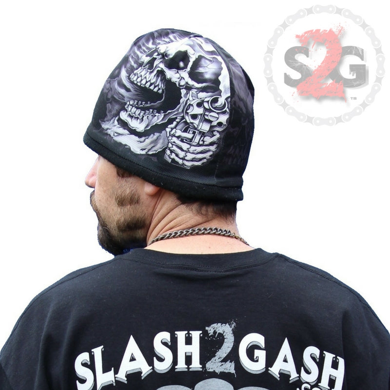 Hot Leathers Sublimated Assassin Skull & Pistols Beanie 3D Art Beanie Sublimated - Tophatter Daily Deals
