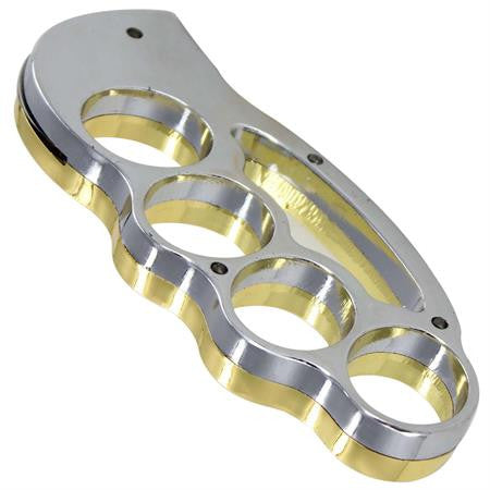 Fighter Knuckles with Automatic Karambit Knife Chrome/Gold Paperweight Knife-Auto - Tophatter Daily Deals