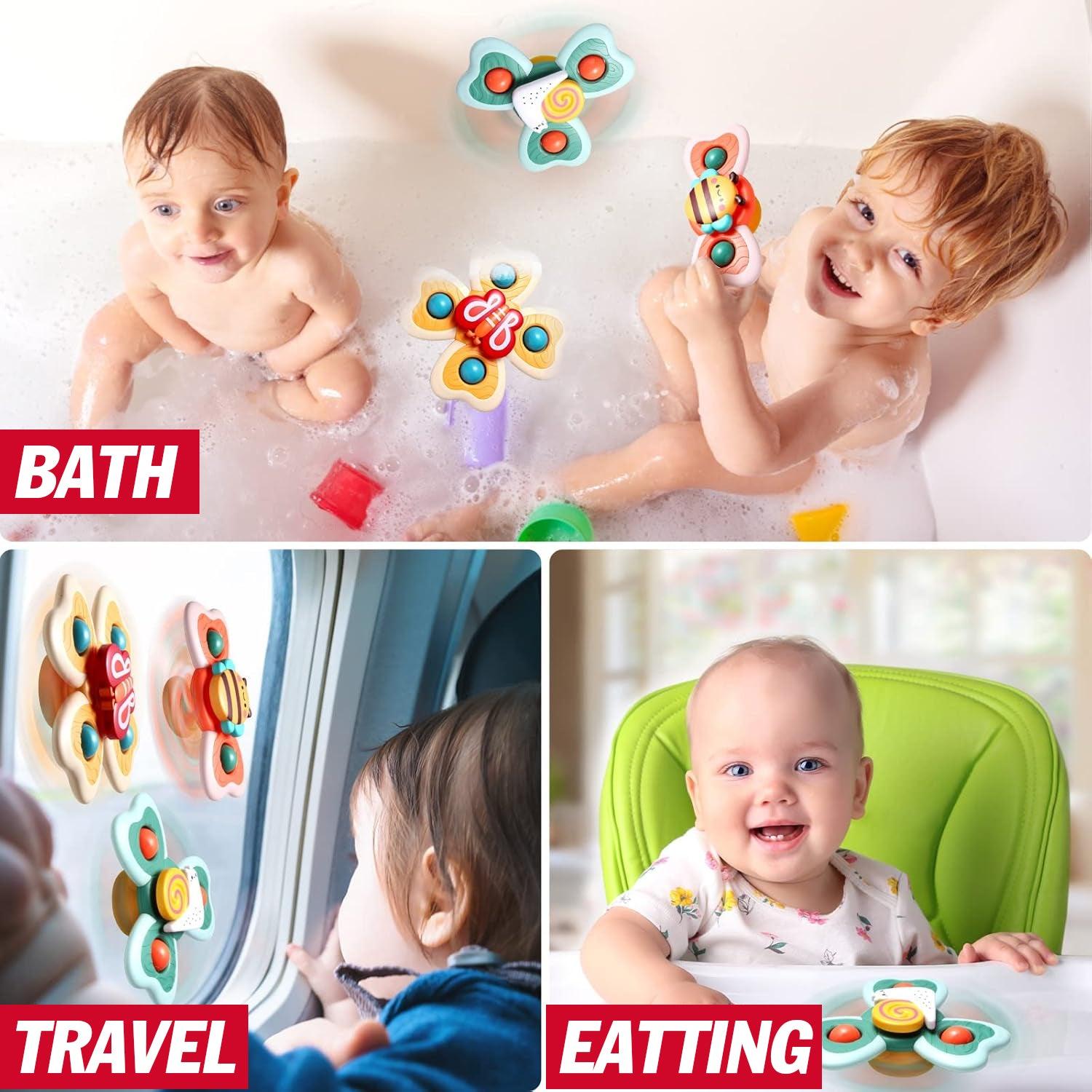Fidget Spinner Toys - 3 Pcs Suction Cup Spinner Toys Sensory Early Education Bathtub Toy Dining Chairs Birthday Gifts Boy or Girl Baby & Toddler - Tophatter Daily Deals