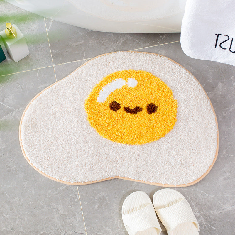 Sunny Side-Up Egg Bathroom Mat Smile Decor - Tophatter Daily Deals