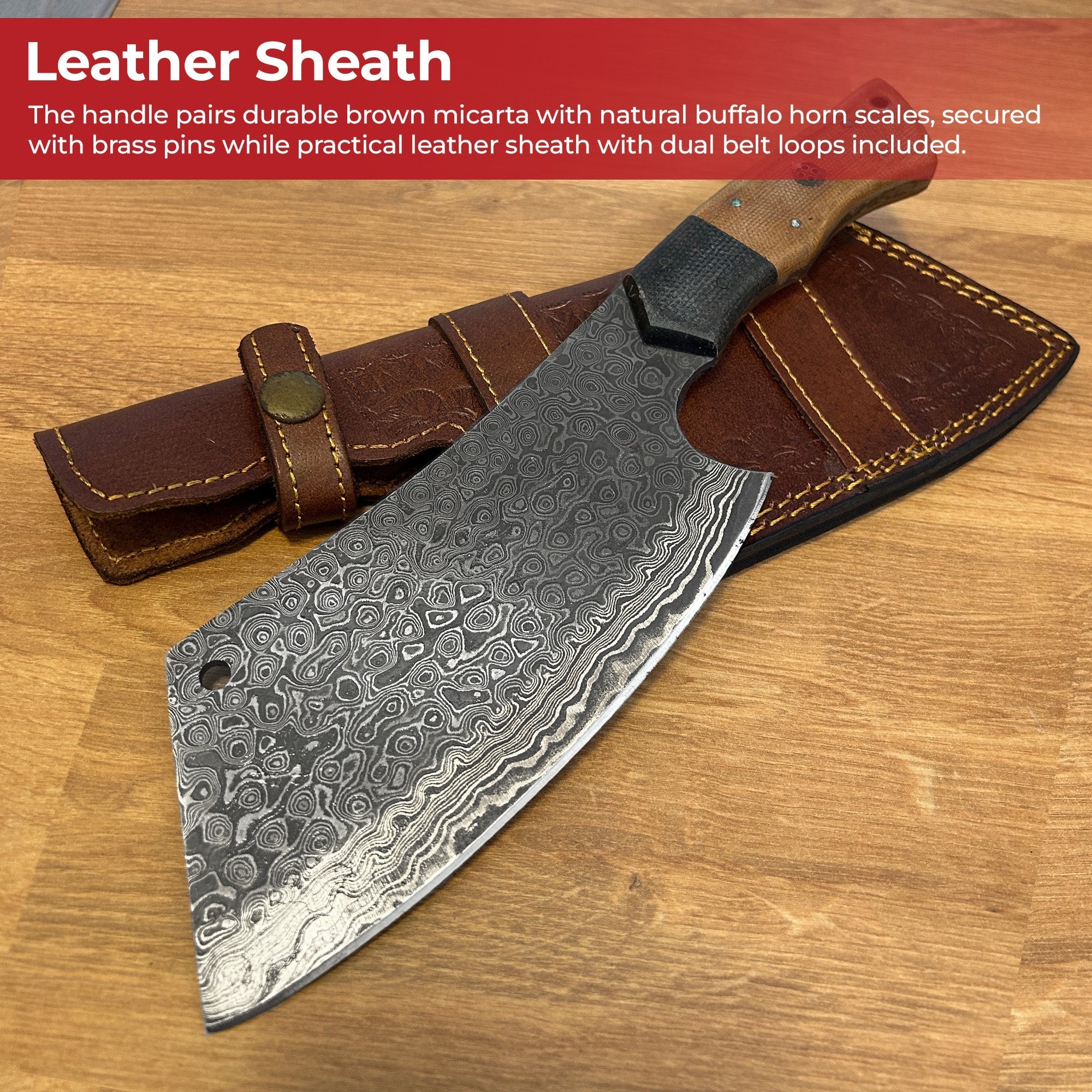 Supper Time Fireball Damascus Cleaver Kitchen Knife - Tophatter Daily Deals
