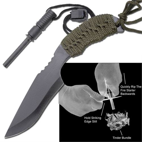 Survival Outdoor Full Tang Knife Fire Starter Kit Collectible Weapons - Tophatter Daily Deals