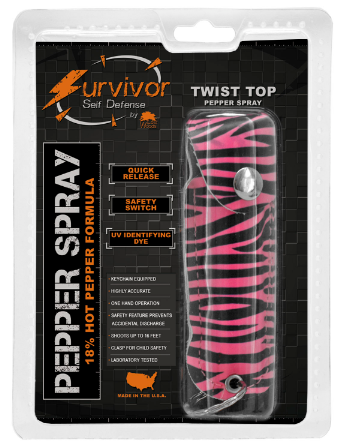 Pepper Spray 1/2 Ounce Police Strength OC-17 W/ Keychain - Pink Zebra SD-Pepper Spray - Tophatter Daily Deals