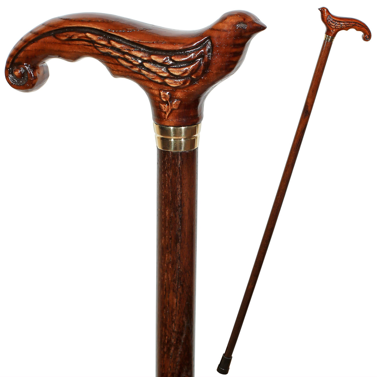 Swallow Under the Tree: Artisan Intricate Hand-Carved Cane Dark Wood Hand Carved Artisan - Tophatter Daily Deals