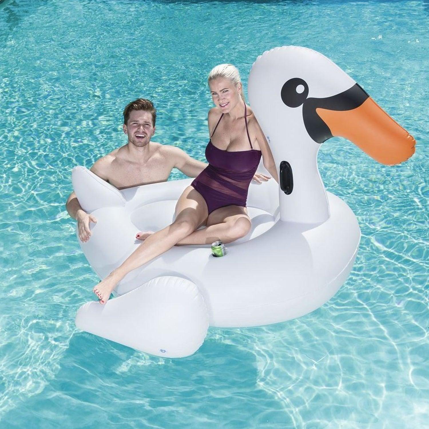 Giant Pool Float - Inflatable Mega Supersized Rider Float Pool Beach Swim Swan Swim Float Swimming - Tophatter Daily Deals