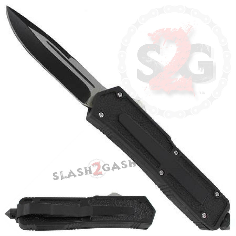 Swift OTF Double Action Automatic Knife Black 2 Tone Single Edge Blade Knife-OTF - Tophatter Daily Deals