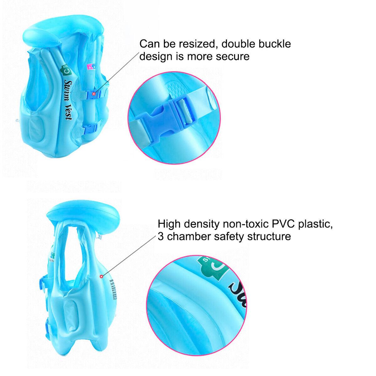 Swimming Vest For Kids - Inflatable Children Swimming Floating Swim Aid Vest Life Jacket Swimming - Tophatter Daily Deals