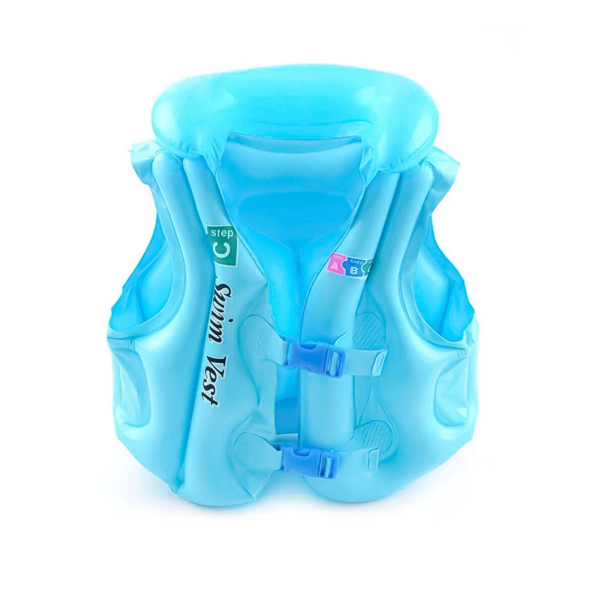 Swimming Vest For Kids - Inflatable Children Swimming Floating Swim Aid Vest Life Jacket Blue Swimming - Tophatter Daily Deals