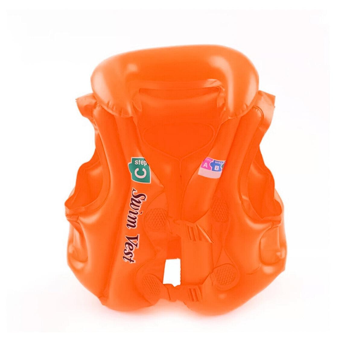 Swimming Vest For Kids - Inflatable Children Swimming Floating Swim Aid Vest Life Jacket Orange Swimming - Tophatter Daily Deals