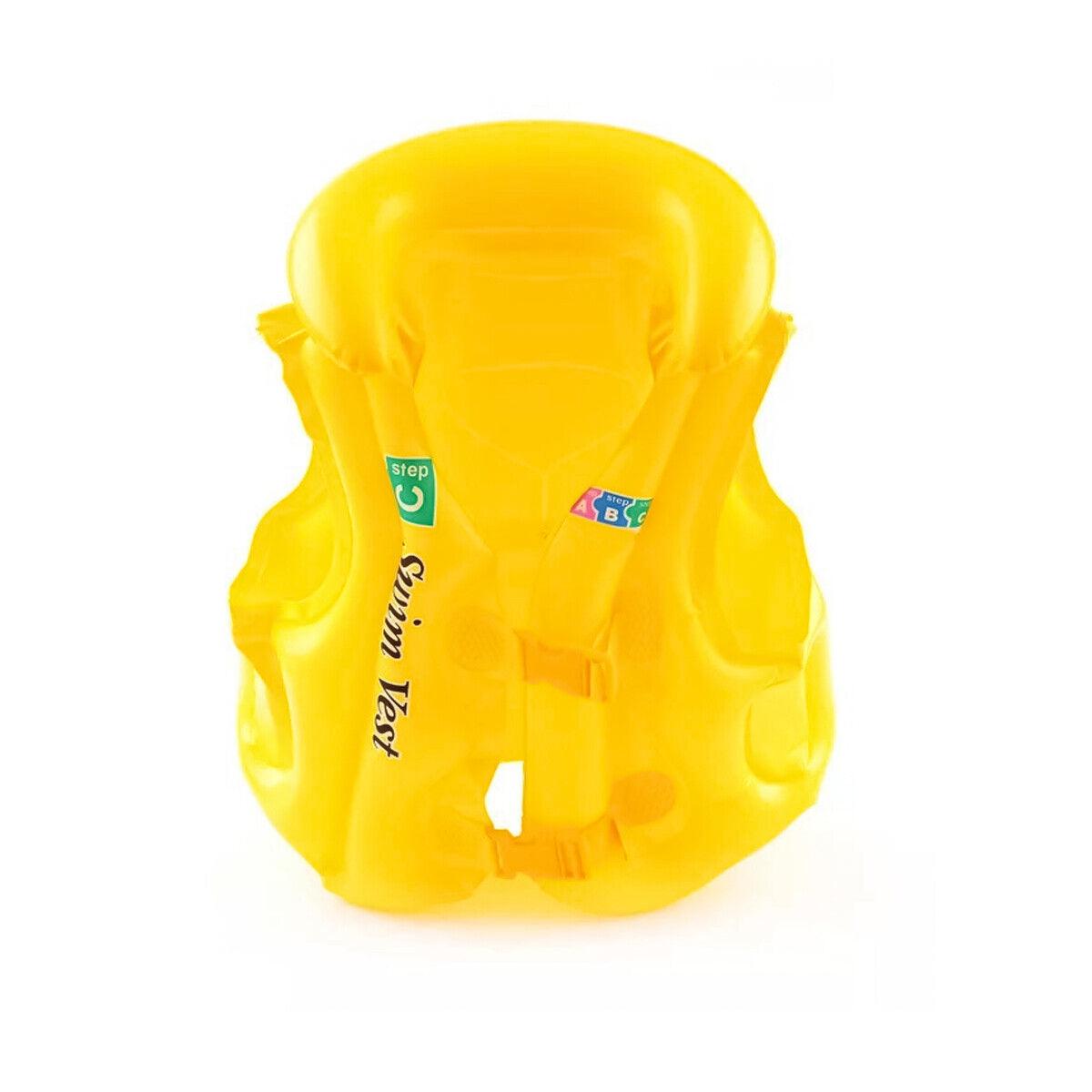 Swimming Vest For Kids - Inflatable Children Swimming Floating Swim Aid Vest Life Jacket Yellow Swimming - Tophatter Daily Deals