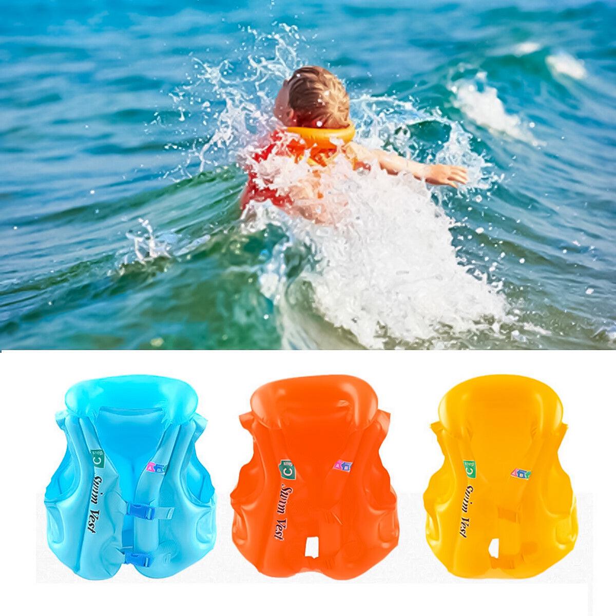 Swimming Vest For Kids - Inflatable Children Swimming Floating Swim Aid Vest Life Jacket Swimming - Tophatter Daily Deals