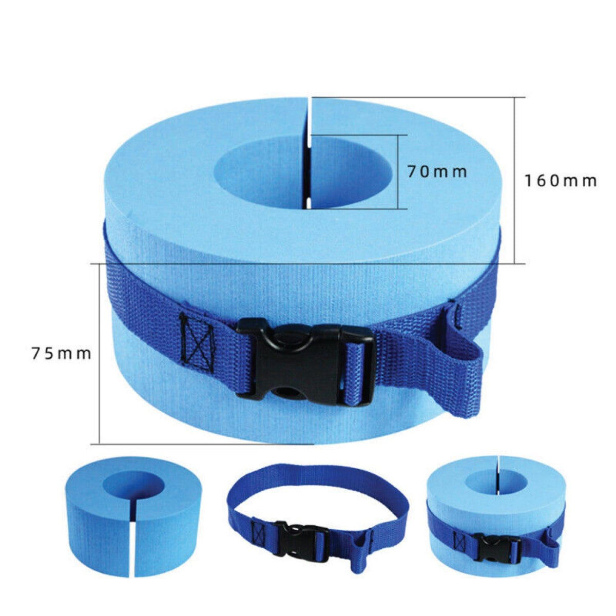 Pulling Ankle Strap Swimming - Swimming Ankle Bands, Set of 2 Foam Swim Aquatic Cuffs, Water Aerobics Float Ring, Blue Ankles Arms Belts with Quick Release Buckle for Swim Fitness Training Swimming - Tophatter Daily Deals