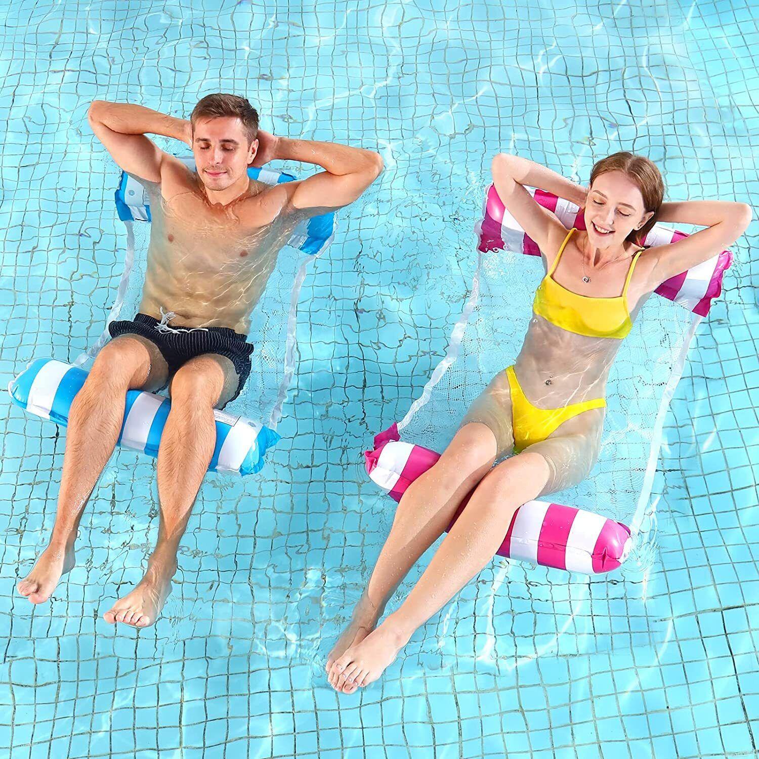 Inflatable Float for Pool - 2x Inflatable Pool Floats Water Floating Pool Lounge Bed Swimming - Tophatter Daily Deals