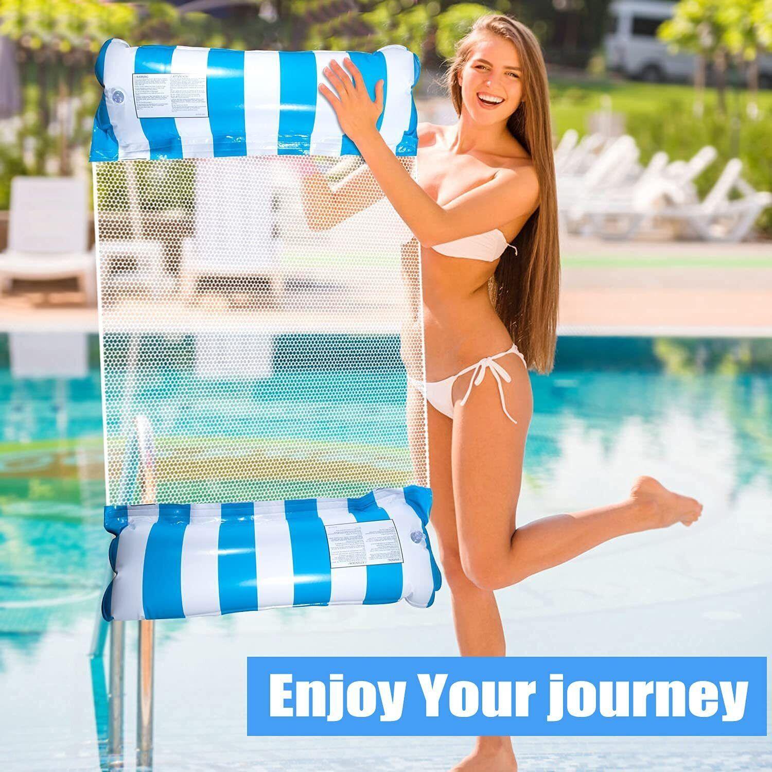 Inflatable Float for Pool - 2x Inflatable Pool Floats Water Floating Pool Lounge Bed Swimming - Tophatter Daily Deals