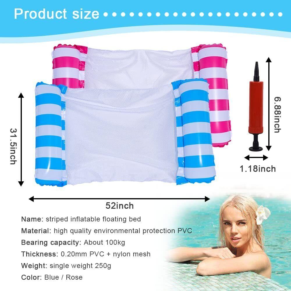 Inflatable Float for Pool - 2x Inflatable Pool Floats Water Floating Pool Lounge Bed Swimming - Tophatter Daily Deals