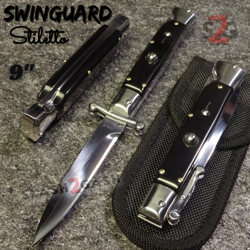 Swinguard Stiletto Knife Rare Italian Automatic - Buffalo Horn 440C Knife-Auto - Tophatter Daily Deals