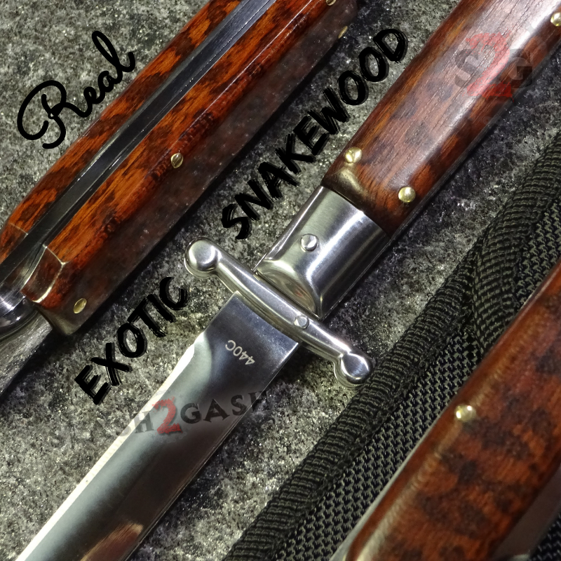 Swinguard Stiletto Knife Rare Italian Automatic - Snakewood 440C Knife-Auto - Tophatter Daily Deals
