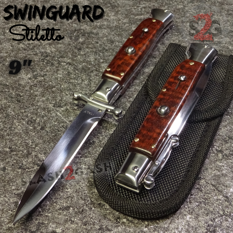 Swinguard Stiletto Knife Rare Italian Automatic - Snakewood 440C Knife-Auto - Tophatter Daily Deals